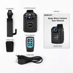 BOBLOV KJ21 Pro: Mini Caméra Corporelle HD 1296P avec Télécommande et Vision Nocturne - Autonomie 10h